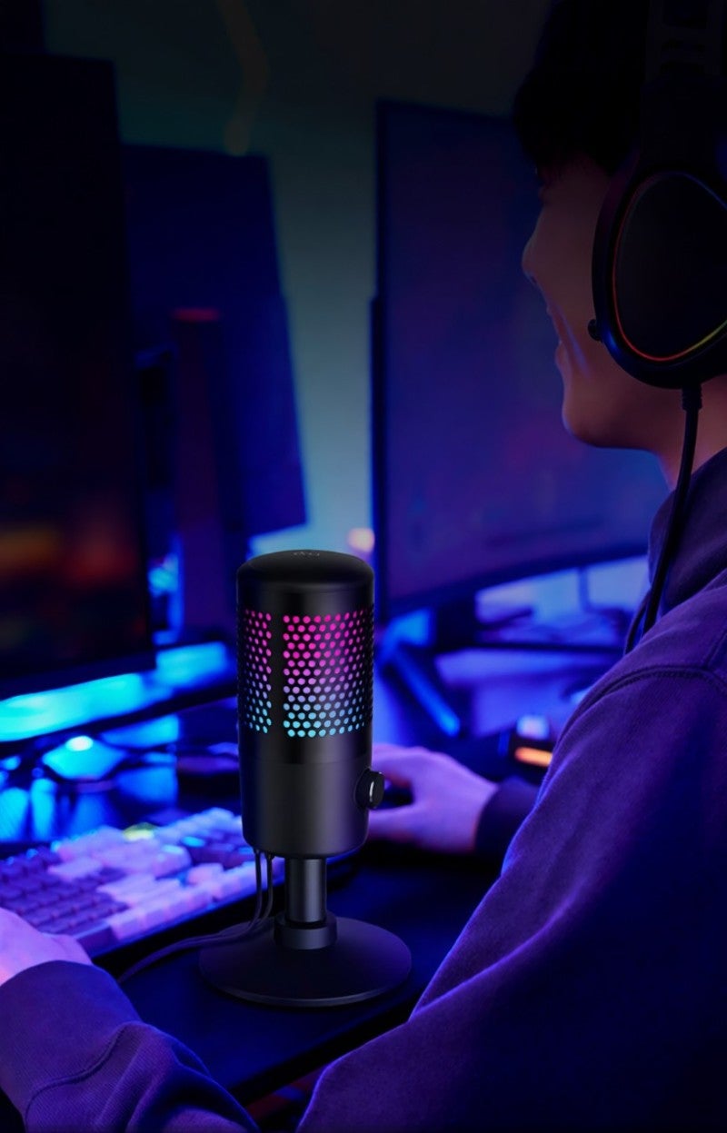 TAKSTAR USB Digital Microphone Plug Play RGB Condenser Mic - Professional Sound Card - Cardioid Pickup Mute Monitor Noise Reduction for Recording Gaming Streaming - Image 4
