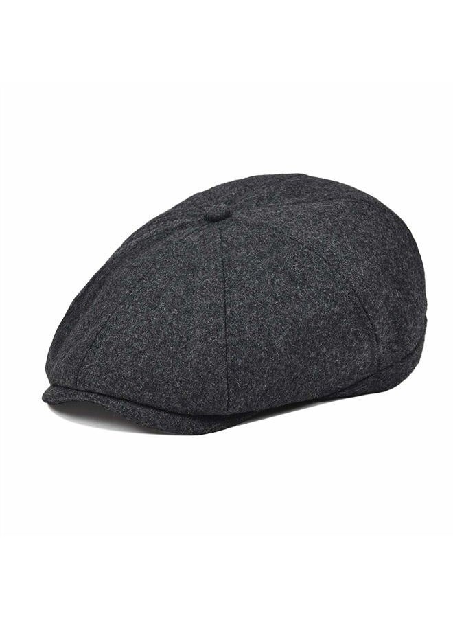 VOBOOM Men Newsboy Caps Wool 8 Pannel hat Ivy Cap Cabbie Flat Cap MZ111 (Grey) - Image 1