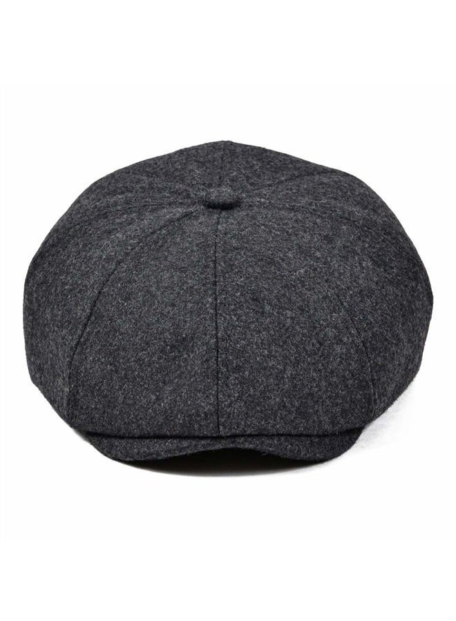 VOBOOM Men Newsboy Caps Wool 8 Pannel hat Ivy Cap Cabbie Flat Cap MZ111 (Grey) - Image 2