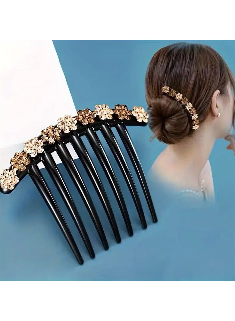 جلوسكي 1pc الزهرة الزخرفية الراينست لامعة الشعر إدراج مشط الخمر الشعر بن الديكور للنساء والاستخدام اليومي - Image 2