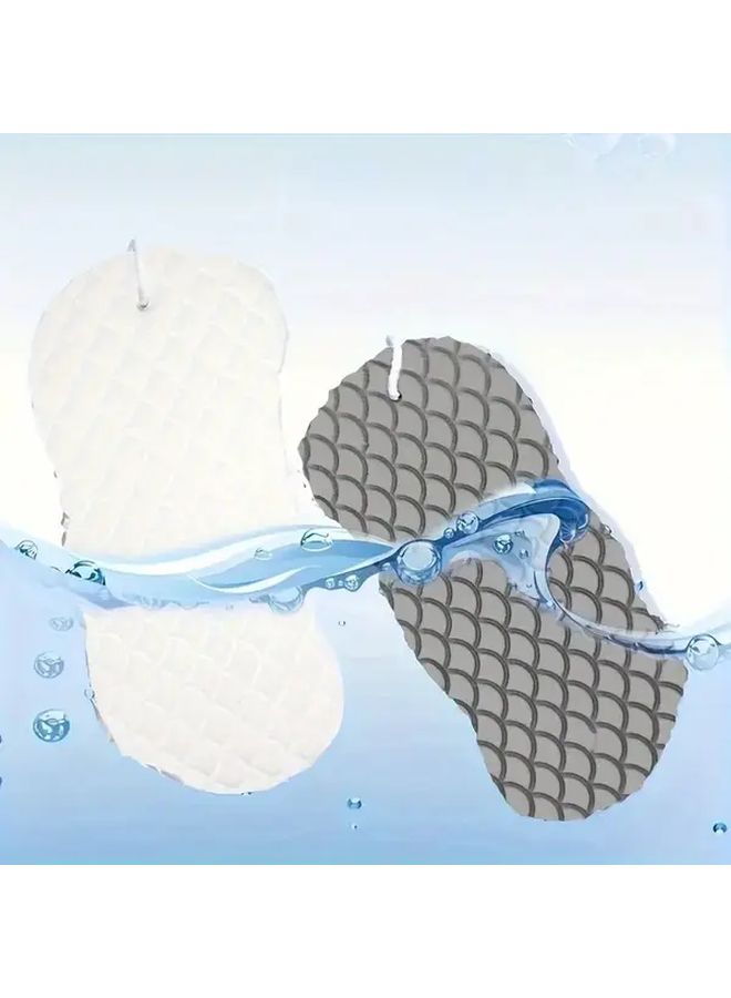4 Pack Ultra Soft Exfoliating Bath Sponges in White Grey Blue Pink Reusable Body Scrubber Spa Shower Set - Image 5