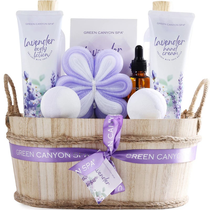 Green Canyon Spa Gift Baskets for Women 11pcs Lavender Bath Gift Sets with Body Lotion,Essential Oil,Spa Gifts for Women,Mothers Day Gift Sets for Her,Bath Sets for Her Gifts - Image 1