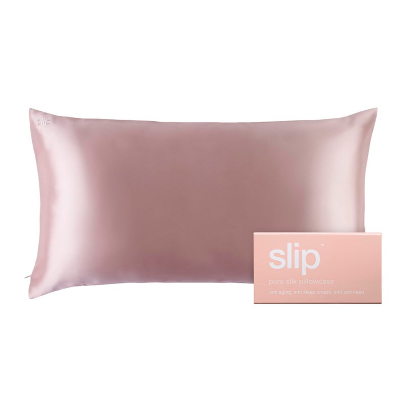 slip King Pure Silk Pillow Case - 100% Pure 22 Momme Mulberry Silk- King Size Standard Pillow Case - Anti-BedHead, Anti-Sleep Crease, Pink (20" x 36") - Image 1