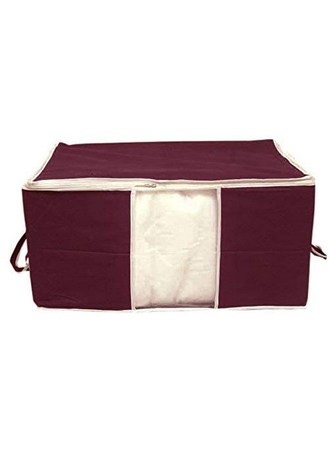 Kuber Industries Kuber Industries Solid Underbed Storage Bag|Non-Woven Comforter, Blanket Cover|Premium Zipper With Side Handles|Multi-purpose Storage Organiser|Pack of 3 (Maroon)  - Image 3