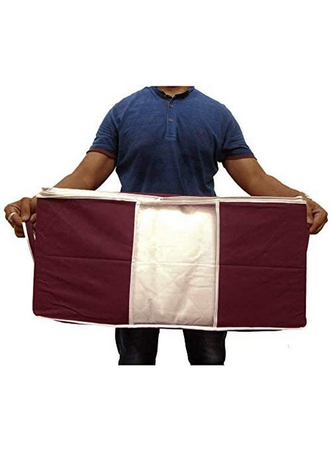 Kuber Industries Kuber Industries Solid Underbed Storage Bag|Non-Woven Comforter, Blanket Cover|Premium Zipper With Side Handles|Multi-purpose Storage Organiser|Pack of 3 (Maroon)  - Image 4