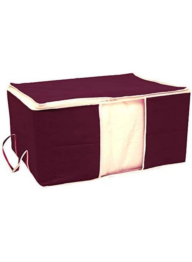 Kuber Industries Kuber Industries Solid Underbed Storage Bag|Non-Woven Comforter, Blanket Cover|Premium Zipper With Side Handles|Multi-purpose Storage Organiser|Pack of 3 (Maroon)  - Image 5