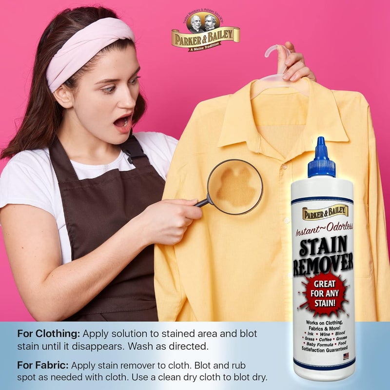 Parker Bailey Liquid Stain Remover - Instant Stain Removal on Laundry Clothing Fabric Ink Grease Blood Grass Coffee Wine Food Carpet Upholstery Spot Cleaner Odor Free Detergent Booster, 8oz - Image 2
