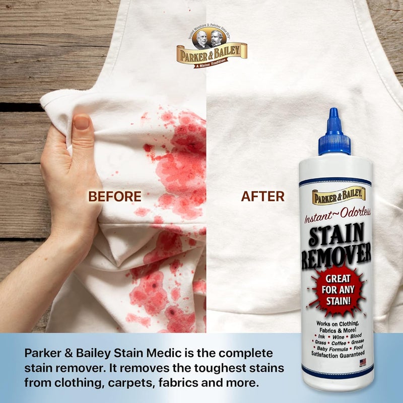 Parker Bailey Liquid Stain Remover - Instant Stain Removal on Laundry Clothing Fabric Ink Grease Blood Grass Coffee Wine Food Carpet Upholstery Spot Cleaner Odor Free Detergent Booster, 8oz - Image 1