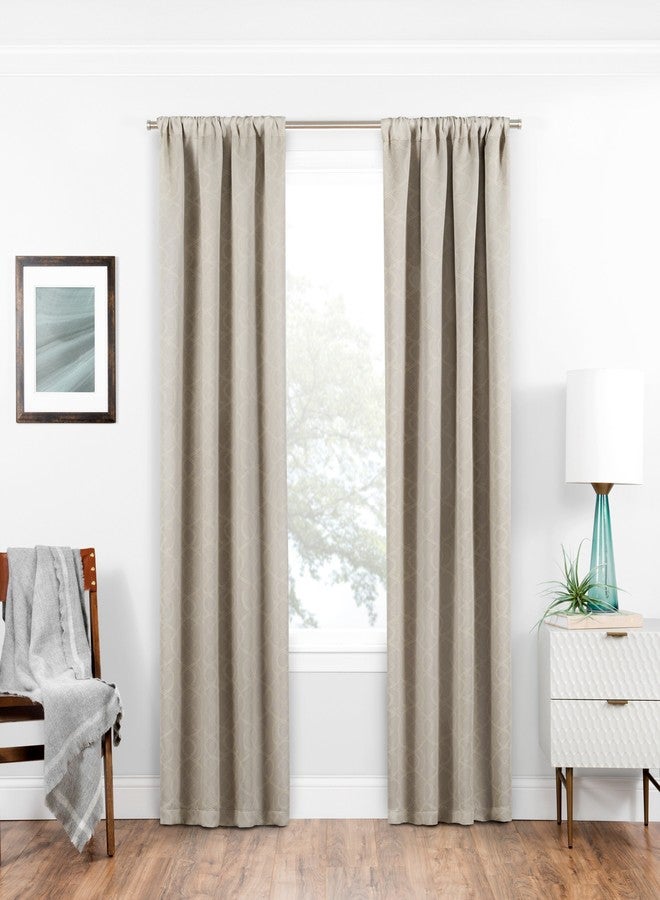 ECLIPSE Room Darkening Curtains for Bedroom - Isanti 37" x 95" Thermal Insulated Single Panel-Rod Pocket Light Blocking Curtains for Living Room, Ecru - Image 1