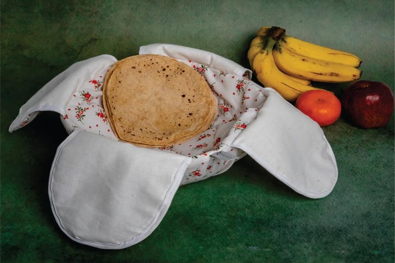 WRAPZY Floral Print Round Roti Cover - 100% Cotton Cloth Roti Cassrole - Hot Chapati Box - Double Layer Roti Cloth Wrap with Flaps - Tortilla Cover - Image 2