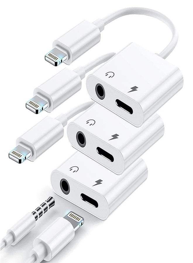 esbeecables iPhone Headphones Adapter, 3 Pack [Apple MFi Certified] Lightning to 3.5mm Headphone/Earphone Aux Audio + Charge Jack Adapter Dongle Splitter Compatible for iPhone 14 13 12 11 XS XR X 8 7 6 iPad - Image 1