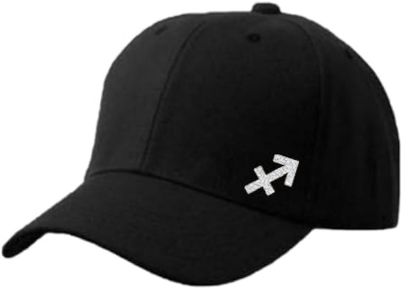 Black Cap with Sagittrius zodiac Silver Color Logo