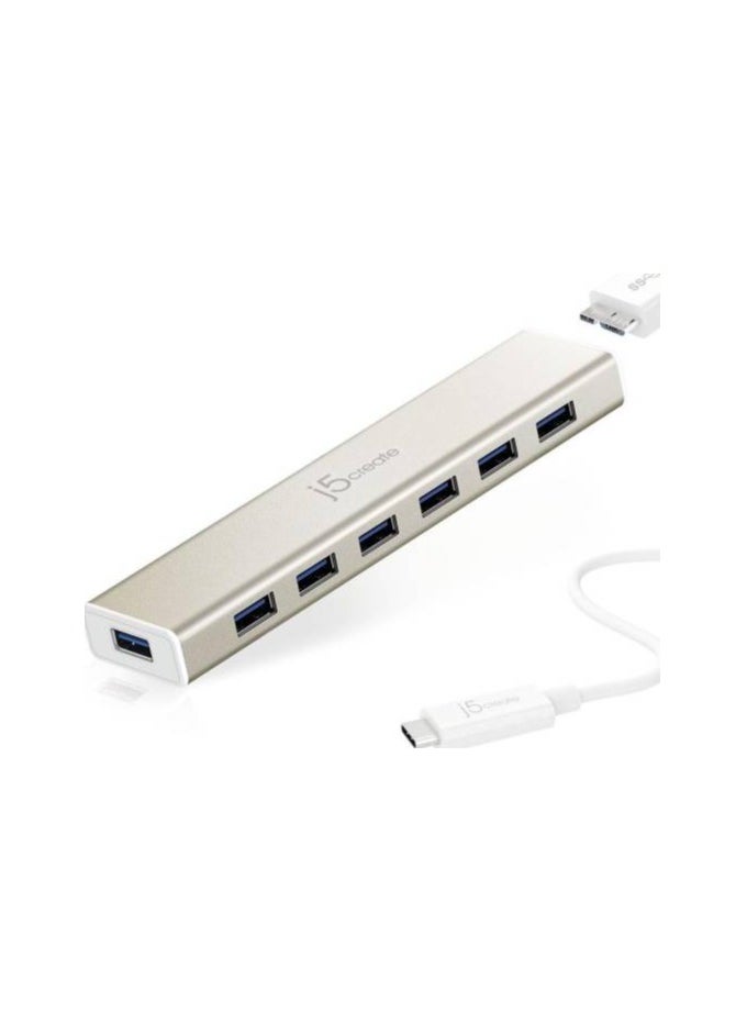 j5create j5create JCH377 High Performance USB Type-C 3.0 7-Port Hub, Windows/macOS/Linux/Chrome OS Compatible | JCH377  - Image 1