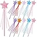 Quilax 10Pcs Star Princess Wand Sparkling Fairy Wands with Ribbon Princess Party Favors Role Play Party Supply Fairy Wands for Gift Birthday Halloween Christmas PartyHulan Pink Red White Purple - Image 2