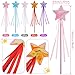 Quilax 10Pcs Star Princess Wand Sparkling Fairy Wands with Ribbon Princess Party Favors Role Play Party Supply Fairy Wands for Gift Birthday Halloween Christmas PartyHulan Pink Red White Purple - Image 4