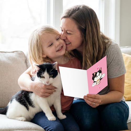 FLYAB Funny Mothers Day Card for Mon- Cute Love You S'more Pun Valentines Cards with Envelope Tuxedo Cat Fathers Day Wedding Anniversary Birthday Gift for Her Him Cat Lovers (5.5x8 inch - Image 2