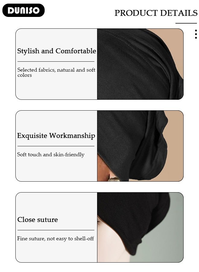 DUNISO Hijab Undercap for Women, Islamic Muslim Under Hijab Cap Cross Turban Underscarf Undercap Hood Inner Head Scarf Head Wraps Turbans for Women Chemio Headwear Sleep Cap  - Image 5