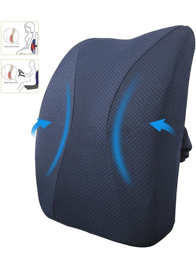 gluckluz - Lumbar Pillow Back Support Ergonomic Memory Foam Backrest with Adjustable Strap for Office Chair Car Seat Pain Relief (Blue) - Image 1
