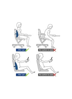 gluckluz Lumbar Pillow Back Support Ergonomic Memory Foam Backrest with Adjustable Strap for Office Chair Car Seat Pain Relief (Blue)  - Image 2