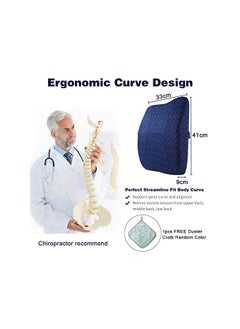 gluckluz Lumbar Pillow Back Support Ergonomic Memory Foam Backrest with Adjustable Strap for Office Chair Car Seat Pain Relief (Blue)  - Image 3