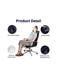 gluckluz Lumbar Pillow Back Support Ergonomic Memory Foam Backrest with Adjustable Strap for Office Chair Car Seat Pain Relief (Blue)  - Image 5