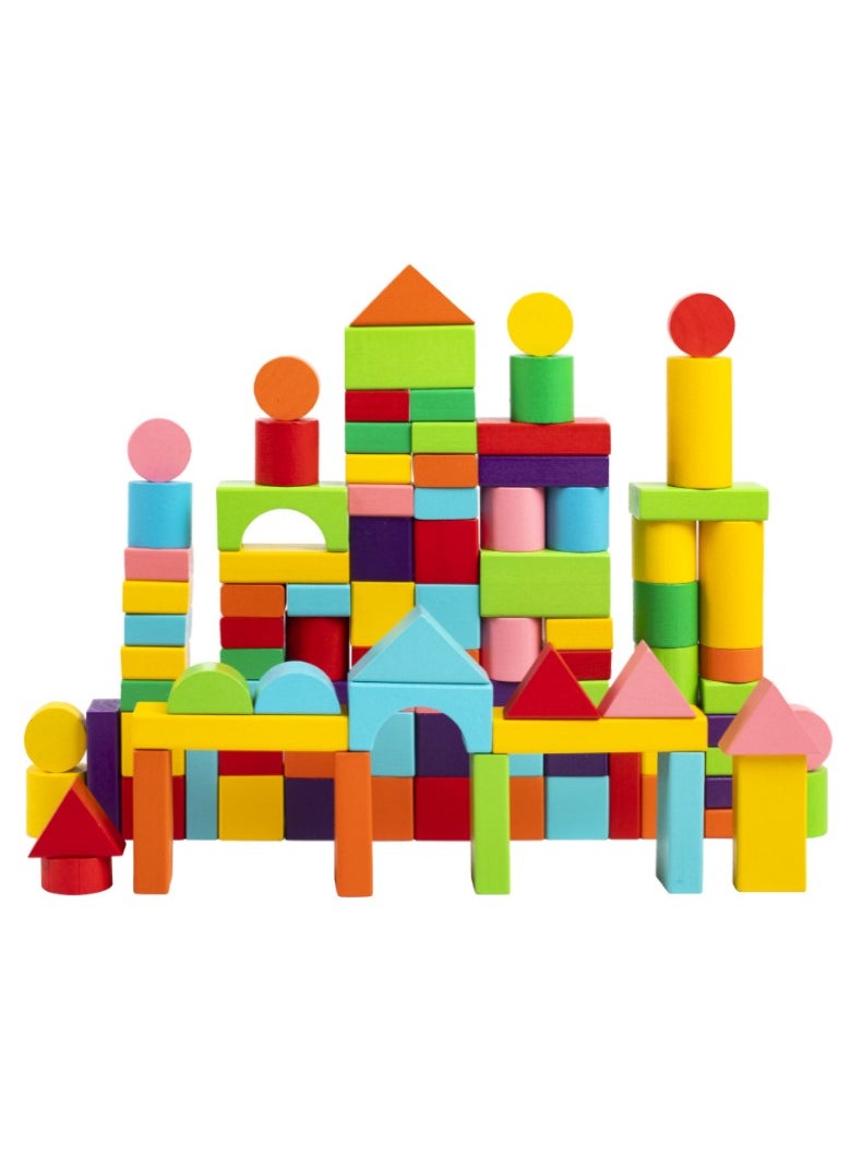 Generic - Large Wooden Building Blocks Games Set Children Educational Stacking Toys 100 Pieces - Image 1