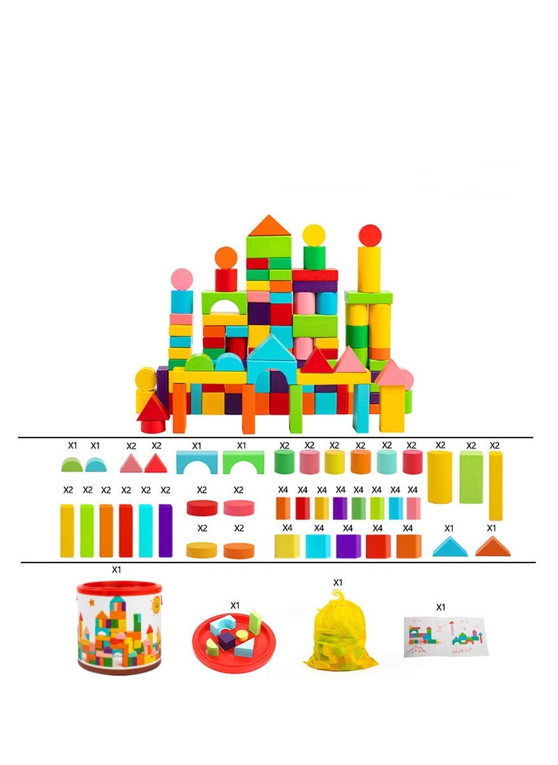 Generic - Large Wooden Building Blocks Games Set Children Educational Stacking Toys 100 Pieces - Image 1