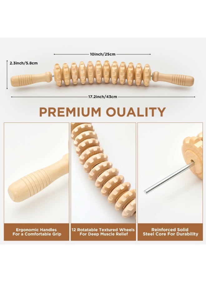 LUMYA Wooden Curved Massage Roller Handheld Therapy Tool for Lymphatic Drainage Muscle Relief Cellulite Reduction Body Sculpting for Men and Women Daily Use - Image 2