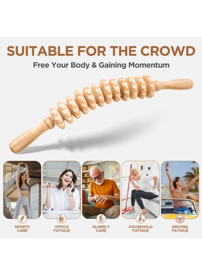 LUMYA Wooden Curved Massage Roller Handheld Therapy Tool for Lymphatic Drainage Muscle Relief Cellulite Reduction Body Sculpting for Men and Women Daily Use - Image 3