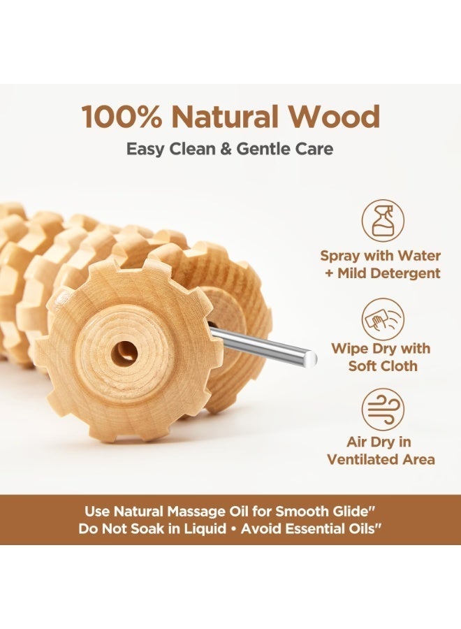 LUMYA Wooden Curved Massage Roller Handheld Therapy Tool for Lymphatic Drainage Muscle Relief Cellulite Reduction Body Sculpting for Men and Women Daily Use - Image 4