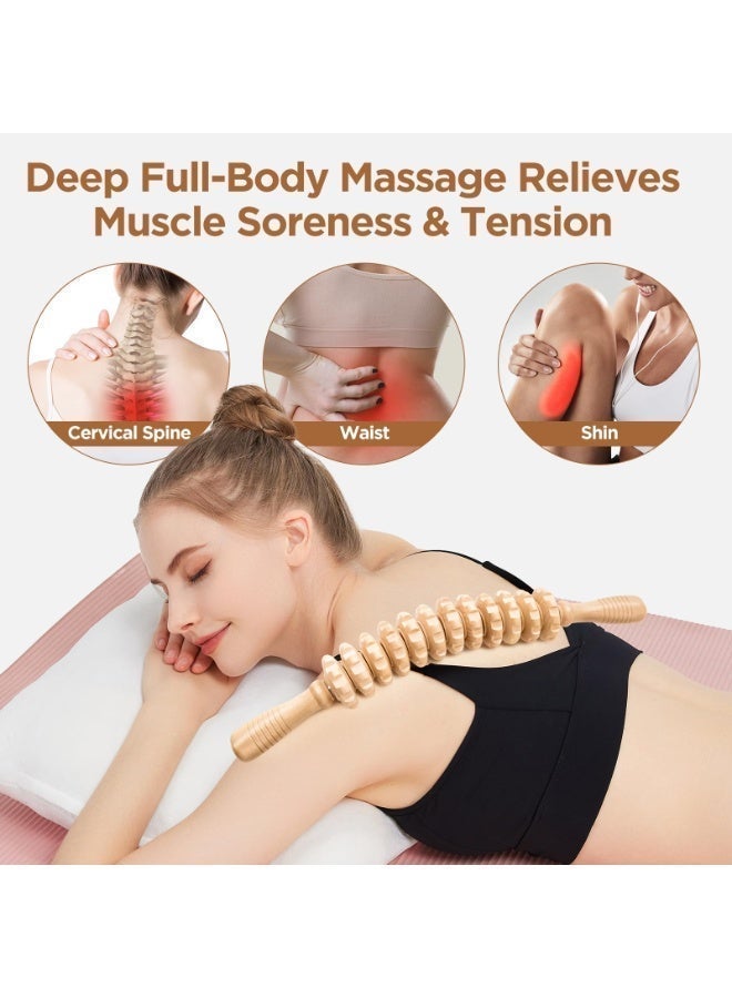 LUMYA Wooden Curved Massage Roller Handheld Therapy Tool for Lymphatic Drainage Muscle Relief Cellulite Reduction Body Sculpting for Men and Women Daily Use - Image 5