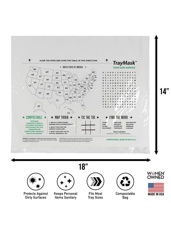 TrayMask Compostable Disposable Tray Table Cover | Must Have Airplane Essentials | Perfect for Kids and Adults Travel Accessories | Provides a Clean Layer of Protection | 6 Pack - Image 3
