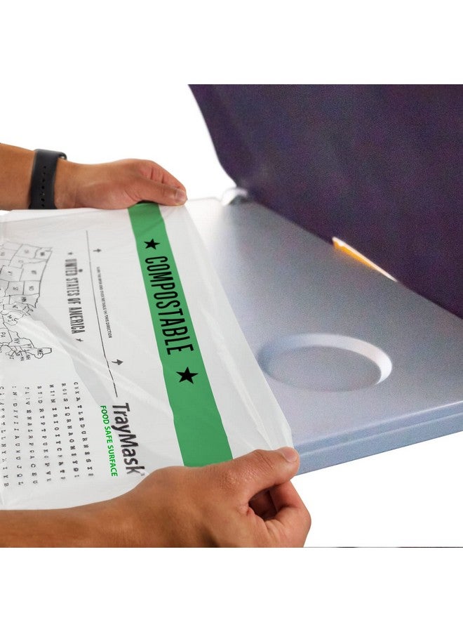 TrayMask Compostable Disposable Tray Table Cover | Must Have Airplane Essentials | Perfect for Kids and Adults Travel Accessories | Provides a Clean Layer of Protection | 6 Pack - Image 1