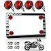 FBJTDQ Motorcycle License Plate Frame with Red Reflectors Bolts and Nuts American Flag Stainless Steel Bike Tag Plate Holder USA Patriotic Bracket for Motorcycle - Image 2