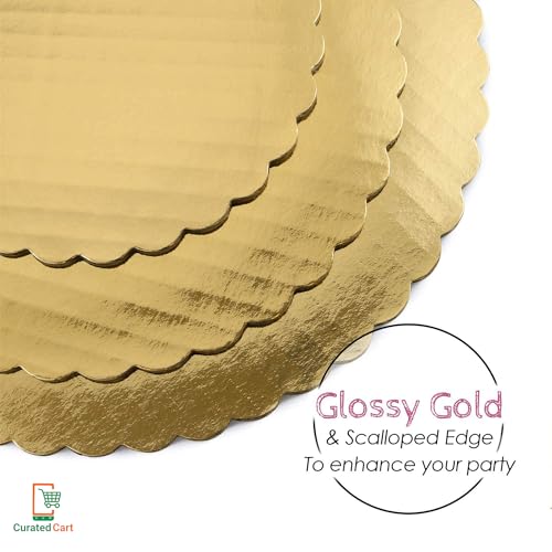 CURATED CART™ Cake Board Round Cake Boards - MDF Cardboard Disposable Cake Pizza Circle Scalloped Mate Gold Tart Decorating Base Stand (10 Inch (Pack of 5 Pcs)) - Image 5