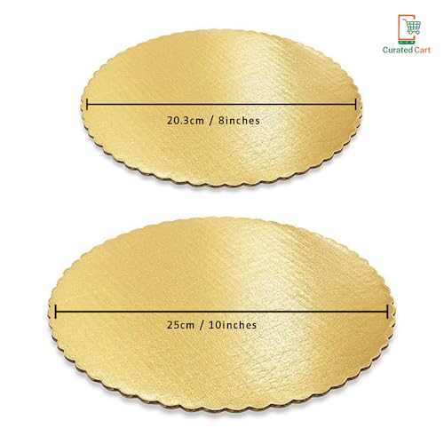 CURATED CART™ Cake Board Round Cake Boards - MDF Cardboard Disposable Cake Pizza Circle Scalloped Mate Gold Tart Decorating Base Stand (10 Inch (Pack of 5 Pcs)) - Image 2
