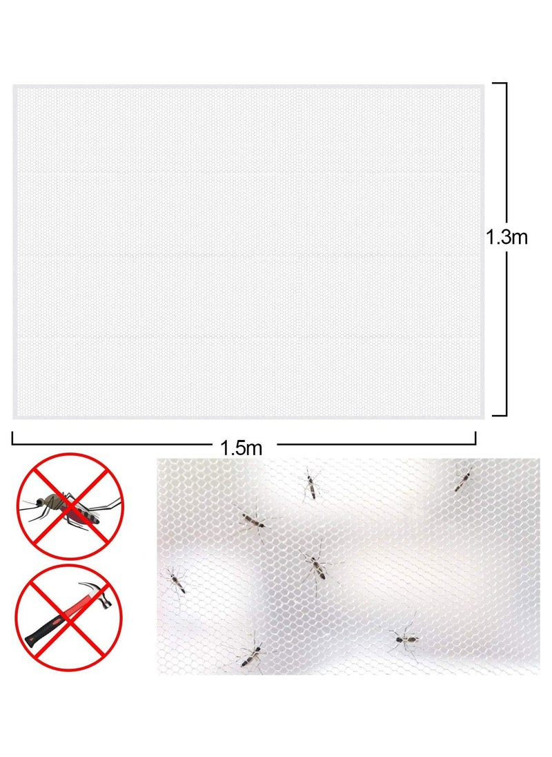 Oasisgalore - Mosquito Net for Windows,3 Packs DIY Self-Adhesive Window Screen Mesh (1.3 * 1.5 m) with 3 Rolls White Tapes,Universal Transparent Mosquito Insect Screen Can Be Cut and Fit Without Drilling - Image 1