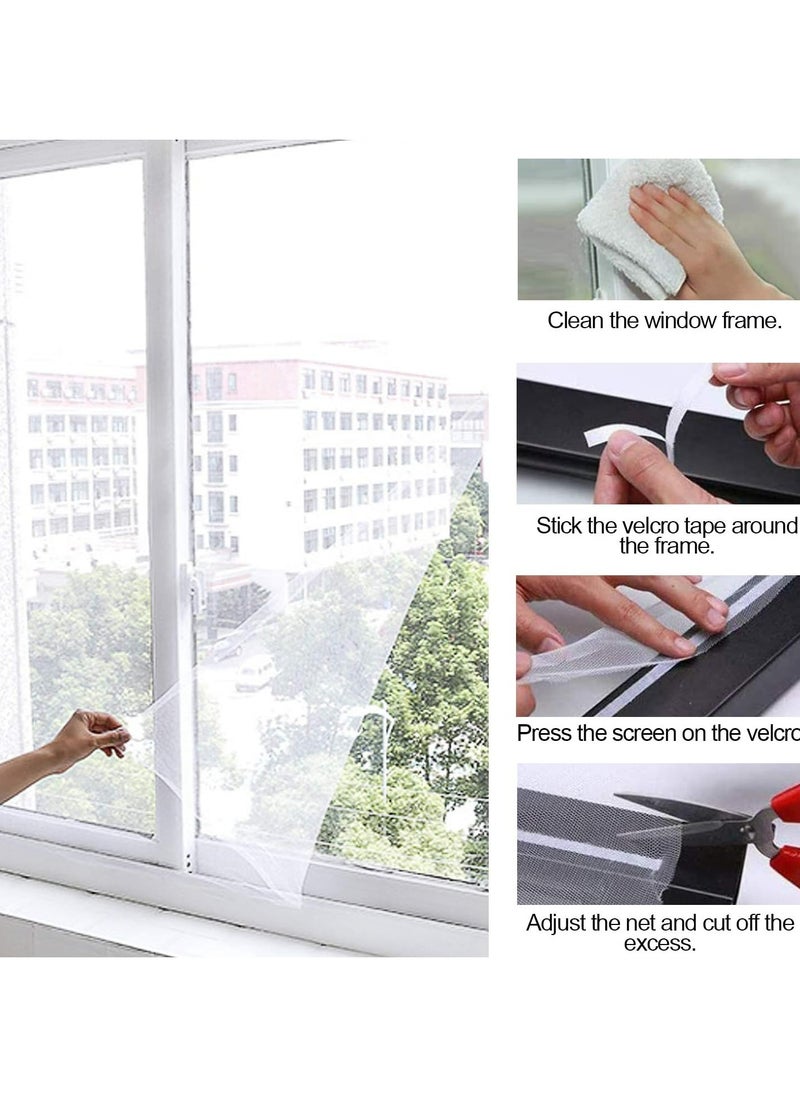 Oasisgalore - Mosquito Net for Windows,3 Packs DIY Self-Adhesive Window Screen Mesh (1.3 * 1.5 m) with 3 Rolls White Tapes,Universal Transparent Mosquito Insect Screen Can Be Cut and Fit Without Drilling - Image 1