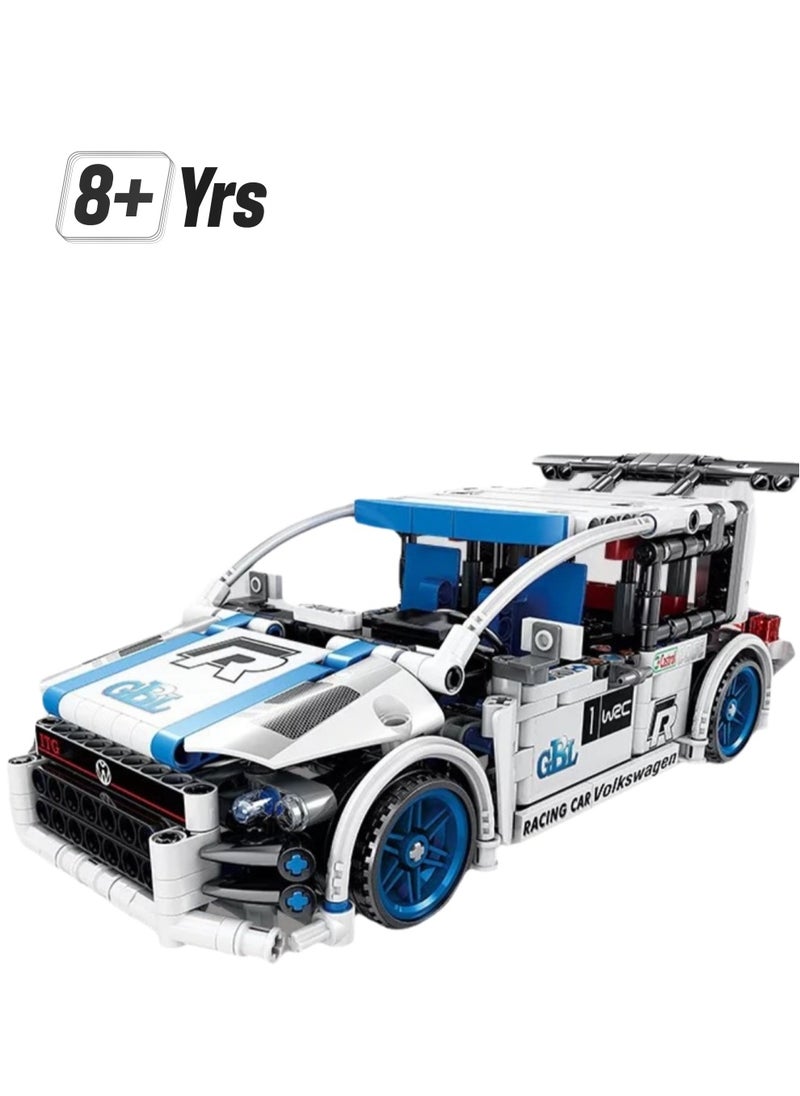 Children's Educational Toy Small Particles Compatible Building Blocks Racing Car Mechanical Engineer Self-assembly Building Blocks(Blue And White Racing Car 572+Pcs)  - Image 1