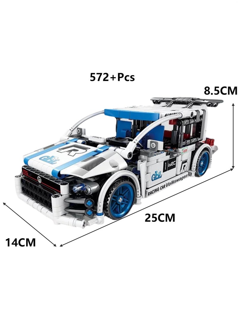 Children's Educational Toy Small Particles Compatible Building Blocks Racing Car Mechanical Engineer Self-assembly Building Blocks(Blue And White Racing Car 572+Pcs)  - Image 2