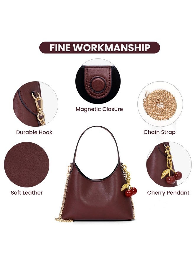 JQWSVE Hobo Purse for Women Trendy Leather Shoulder Bag Tote Handbag Cherry Small Crossbody Retro Fall - Image 3