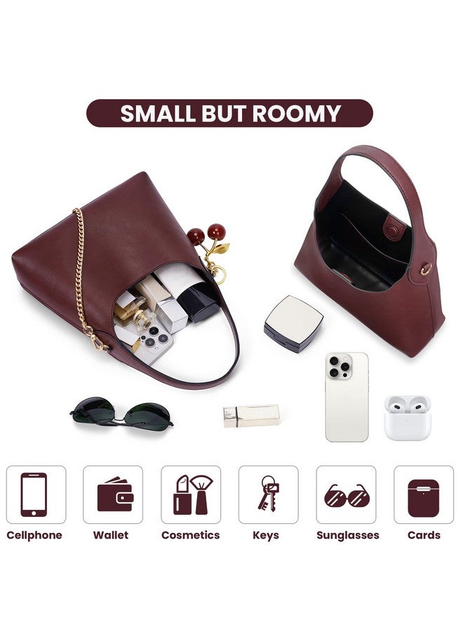 JQWSVE Hobo Purse for Women Trendy Leather Shoulder Bag Tote Handbag Cherry Small Crossbody Retro Fall - Image 4