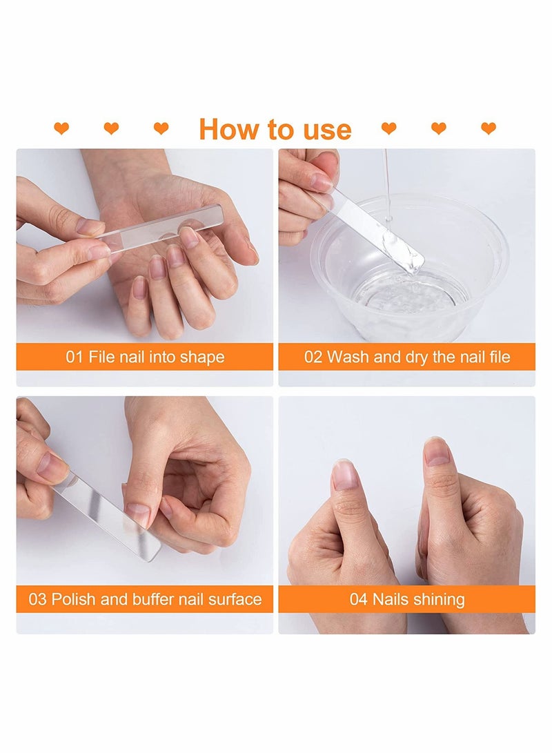 SYOSI 4Pcs Glass Nail Shiner Glass Nail File for Natural Nails Nano Nail Buffers Crystal Shine Polisher Professional Manicure Tools Kit for Acrylic Nail Care - Image 3