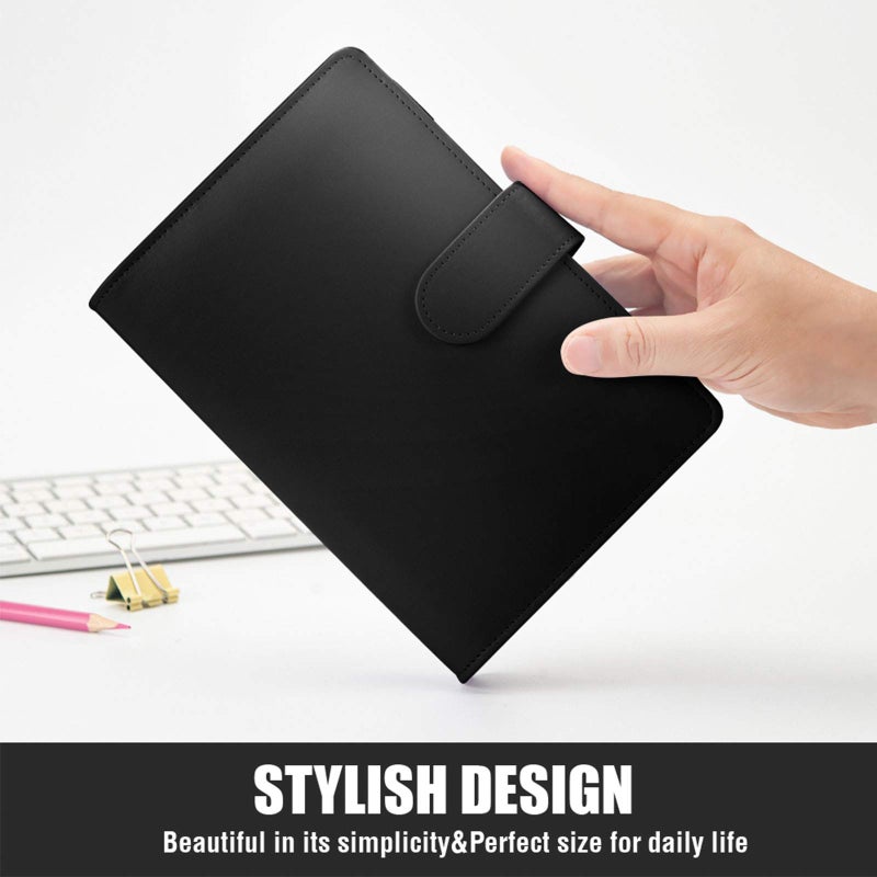 Sooez A5 Binder 6 Ring, Refillable Notebook Planner Cover, Small Leather Organizer Empty Binder for Budget,Journal,Photocard Holder,Recipe Book, Aesthetic Loose Leaf Binder with Magnetic Buckle - Image 3