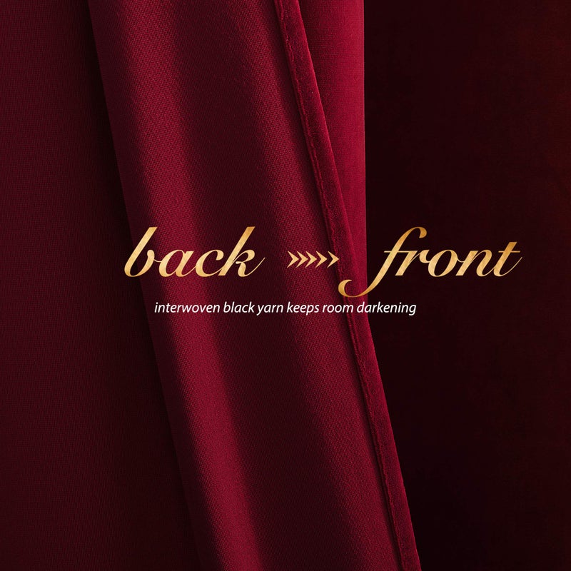 NICETOWN Christmas Red Velvet Curtains, Solid Heavy Matt Drapes/Window Treatments with Grommet Top for Patio Door (Set of 2, W52xL96 inches) - Image 3