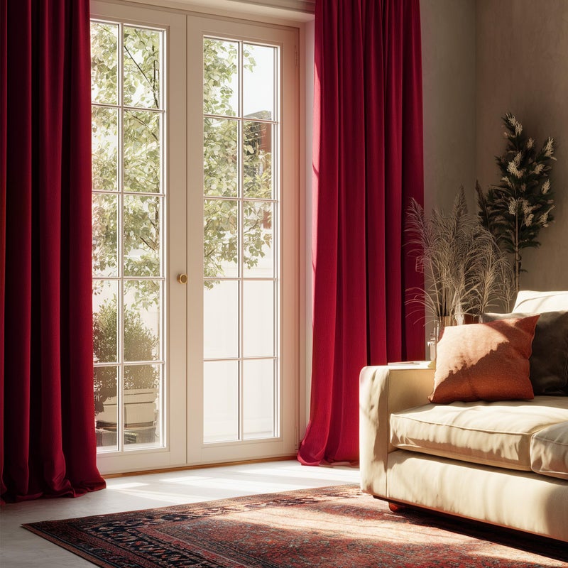 NICETOWN Christmas Red Velvet Curtains, Solid Heavy Matt Drapes/Window Treatments with Grommet Top for Patio Door (Set of 2, W52xL96 inches) - Image 2