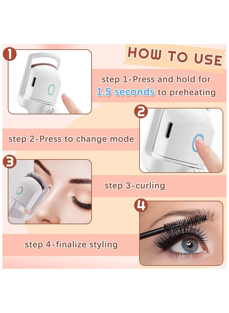 DubaiGallery Portable Electric Heated Comb Eye Lash Perm Long Lasting Eyelashes Curlers Thermal Eyelash Curler Makeup Tools white - Image 4