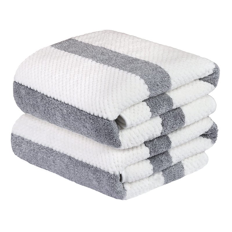 JML Microfiber Bath Towels Bath Towel 2 Pack30 x 60 Oversized Soft Super Absorbent and Fast Drying Multipurpose Use for Sports Fitness Yoga Waffle Stripe Grey
