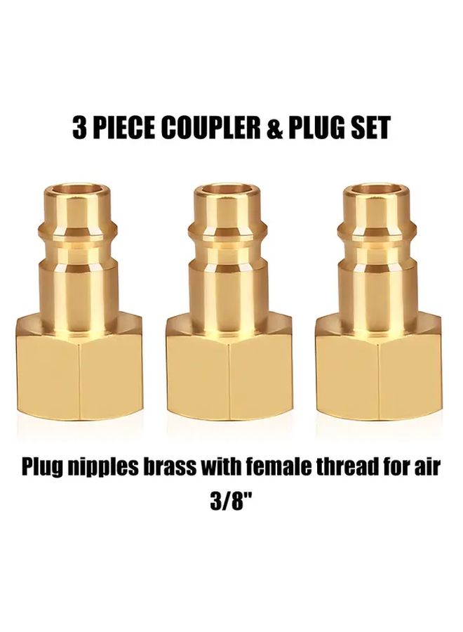 3 8 Inch Internal Threaded Brass Air Water Manifold Connectors 3 Pcs Set - Image 1