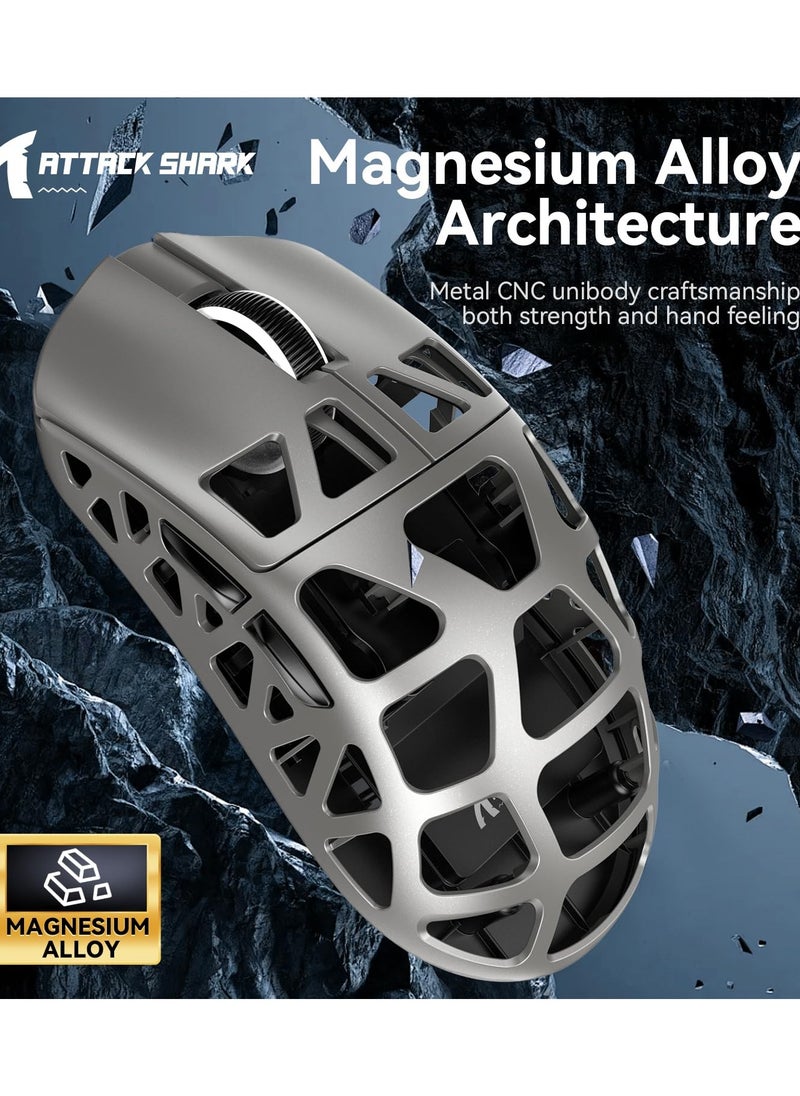 Attack Shark - R3 46g Superlight Magnesium Alloy Wireless Gaming Mouse, BT/2.4Ghz/Wired Computer Mouse, 8000Hz Wireless Polling Rate, PAW3395 26K DPI Optical Sensor Programmable Mice for Win/Mac - Image 1